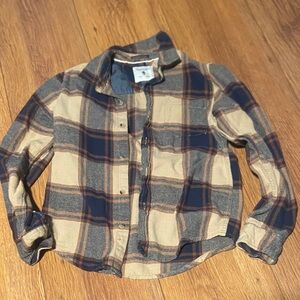 Denim & Flower Kids Plaid Shirt in Navy and Beige